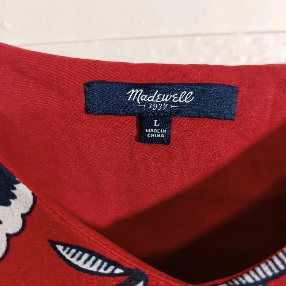 Madewell Red and Blue Spaghetti Strap Mini Sundress